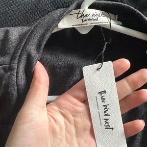Three Bird Nest Charcoal Gray Knit Top